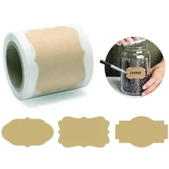 250st Kraftpapper Etiketter för Burkar, Presenter + Penna