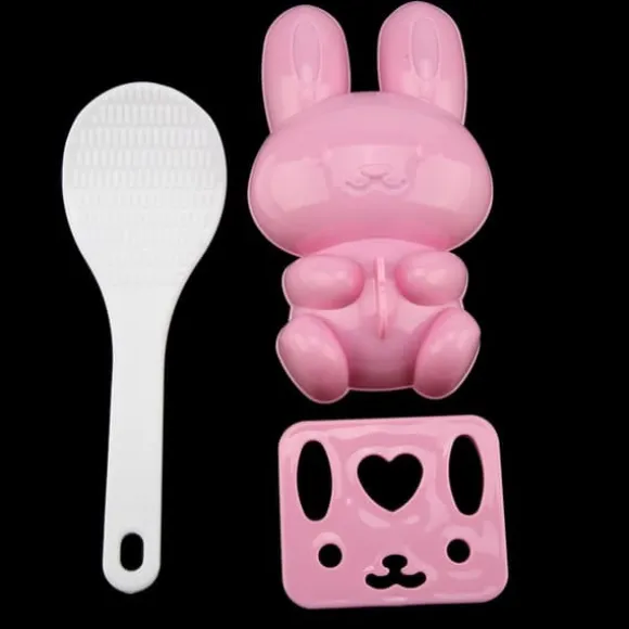 3st Livsmedelskvalitet PP Tecknad Kanin Modell Sushi Risform DIY Hantverk Onigiri Make Tool (Rosa)