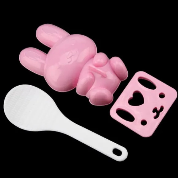 3st Livsmedelskvalitet PP Tecknad Kanin Modell Sushi Risform DIY Hantverk Onigiri Make Tool (Rosa)