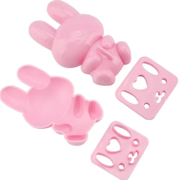 3st Livsmedelskvalitet PP Tecknad Kanin Modell Sushi Risform DIY Hantverk Onigiri Make Tool (Rosa)