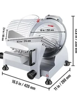 50st/min halvautomatisk elektrisk köttskärare med 250mm blad, justerbar tjocklek, pålitlig och säker, lätt att rengöra, bred applikation