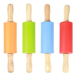 4 st mini kavel trähandtag non-stick silikonkavel för hemkök barn bakverktyg