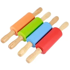 4 st mini kavel trähandtag non-stick silikonkavel för hemkök barn bakverktyg