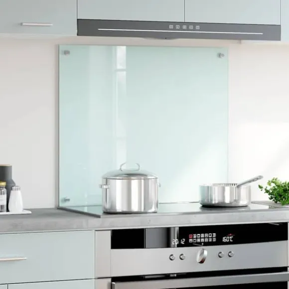 Stänkskydd i härdat glas - Värmebeständigt och reptåligt | Färg: Vit | Storlek: 70x60 cm
