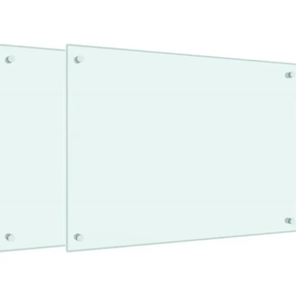 Stänkskydd 2-pack i härdat glas - Praktiskt & Dekorativt | Färg: Vit | Storlek: 70x50 cm