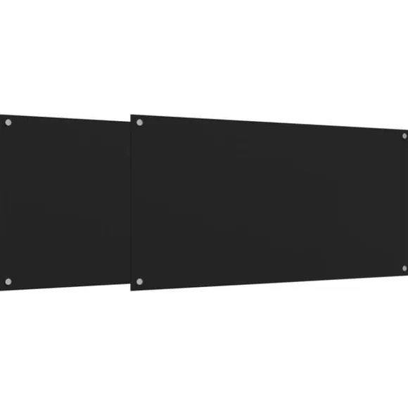Stänkskydd 2 st svart 80x50 cm härdat glas