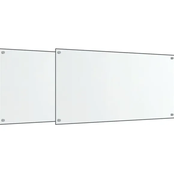 Stänkskydd 2 st transparent 80x50 cm härdat glas