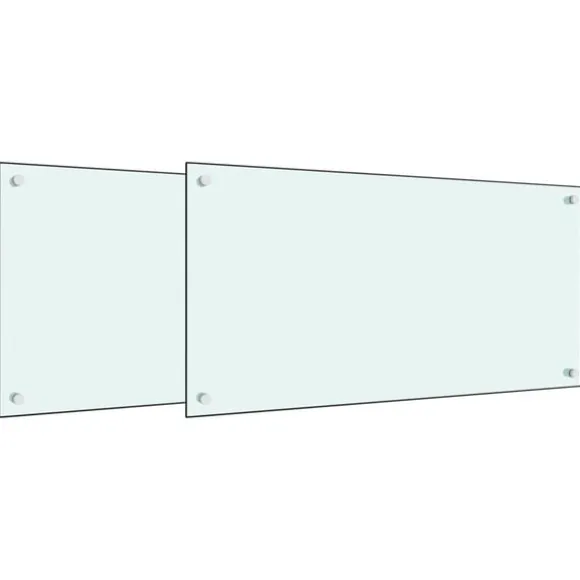 Stänkskydd 2 st vit 80x40 cm härdat glas