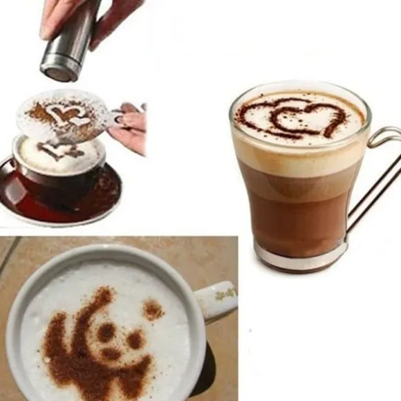 16 st plast cappuccino kaffe skum spray mall schabloner DIY dekorera kaffe tryckform