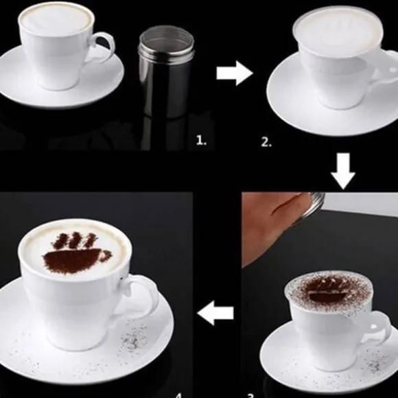 16 st plast cappuccino kaffe skum spray mall schabloner DIY dekorera kaffe tryckform
