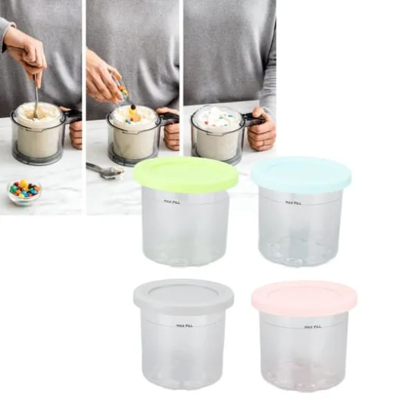 4 st. plastglassburkar, ersättning för Ninja NC299AMZ NC300s-serien Creami-glassmaskiner