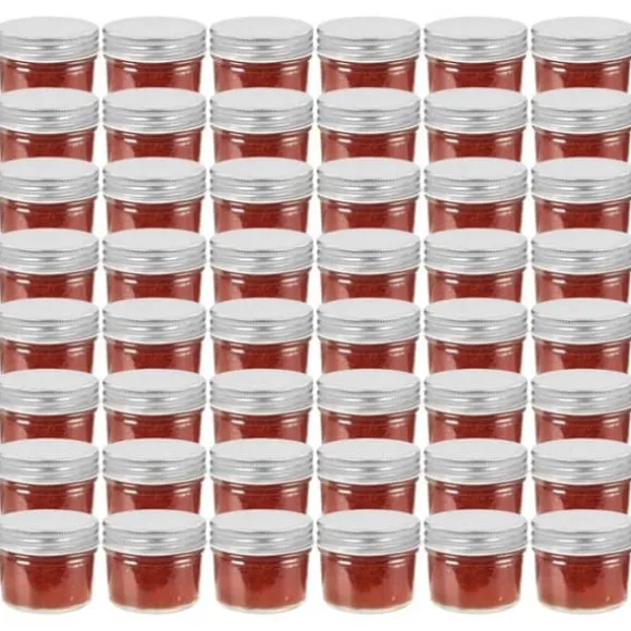 48 st pots med lock i silverfärgad glas 110 ml