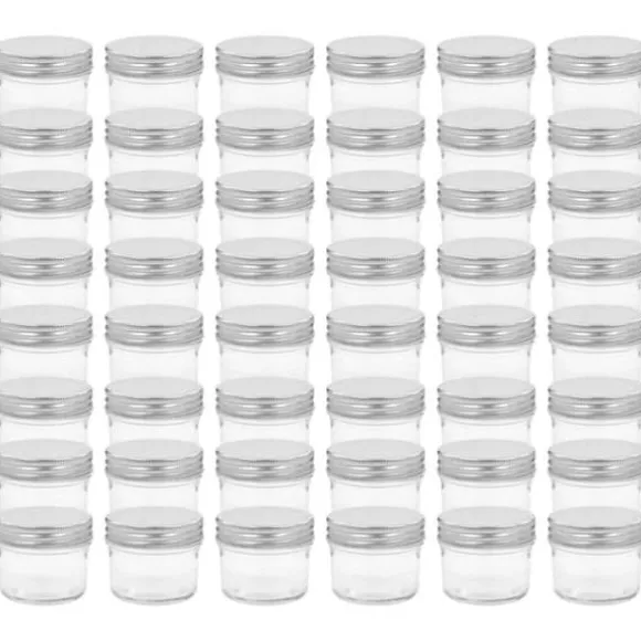 48 st pots med lock i silverfärgad glas 110 ml