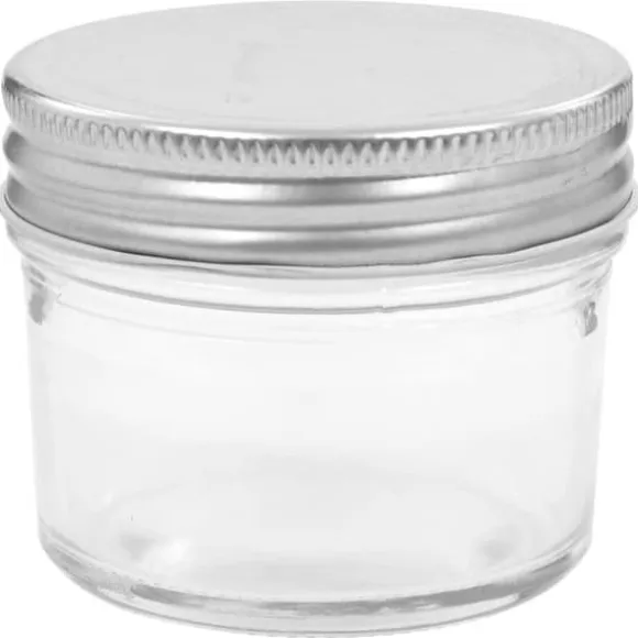 48 st pots med lock i silverfärgad glas 110 ml