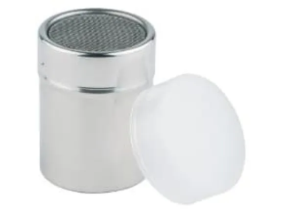 Strødåse rund Ø5.5xH7.5cm 0.15ltr rustfri stål PP låg,10 stk/pk