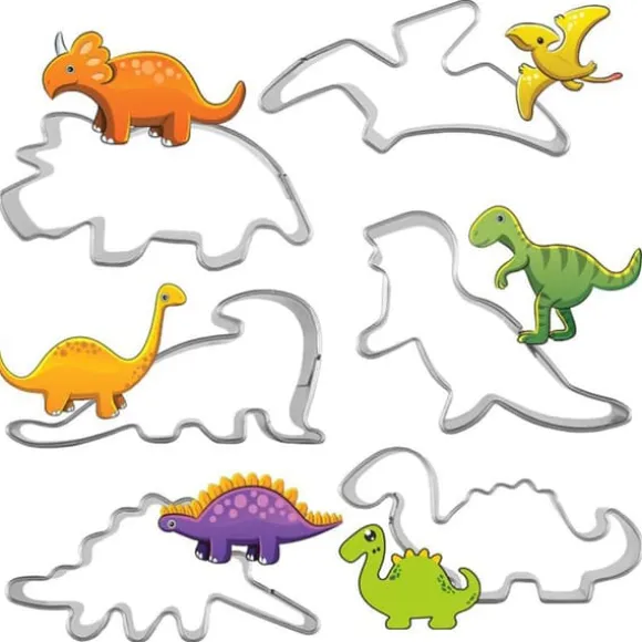 6 st/set dinosaurieform rostfritt stål kexform bakverktyg