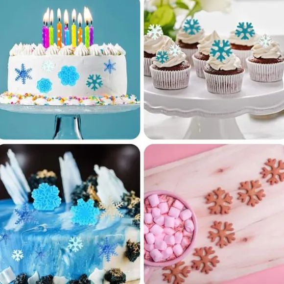 6 st/set livsmedelskvalitet plast snöflinga fondant kakplunger utskärare formar DIY präglingsverktyg för bakning