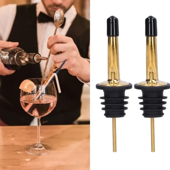 10 st spritpanna i rostfritt stål för vinpanna, barverktyg för bar, hemrestauranger (guld, svart, kort lock)