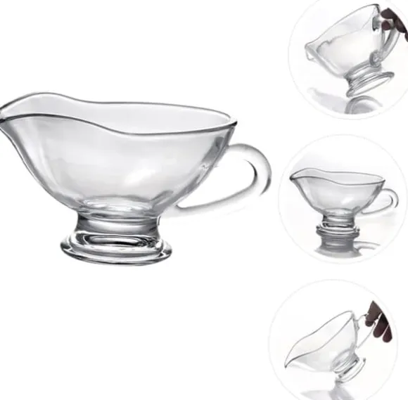 2 st Såsbehållare Sallad Gräddkanna Minisås Båt Såssås Båtkanna Stek Sås Matglas, 12,5X9X6CM, Transparent
