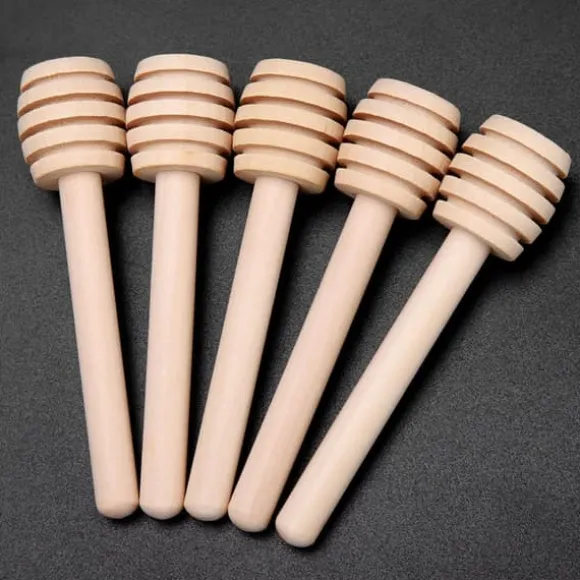 24 st trä honungsdroppspinnar serveringsstav sylt sirap drizzler omrörningsstav köksredskap (8 cm)