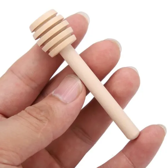 24 st trä honungsdroppspinnar serveringsstav sylt sirap drizzler omrörningsstav köksredskap (8 cm)