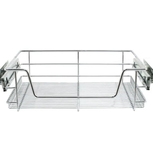 2 st Utdragbara Trådkorgar i Rostfritt Stål - 60 cm (B) med Mjuk Stängning För Skåp och Skafferier Kökslådor Förvaring 430 mm D x 497 mm B x 140 mm H | CDON