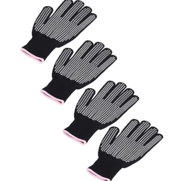 4 st Värmebeständiga handskar Högtemperaturbeständiga anti skållningsvantar med silikonknölar Vit silikon rosa kant