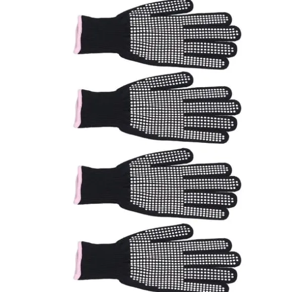 4 st Värmebeständiga handskar Högtemperaturbeständiga anti skållningsvantar med silikonknölar Vit silikon rosa kant