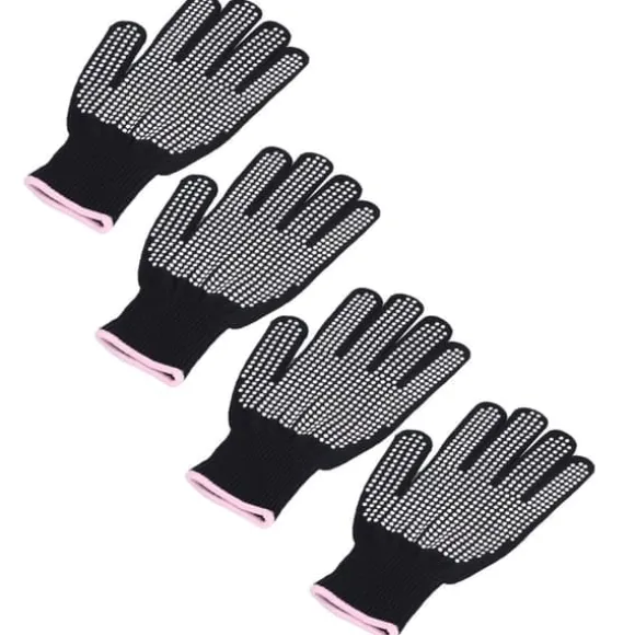 4 st Värmebeständiga handskar Högtemperaturbeständiga anti skållningsvantar med silikonknölar Vit silikon rosa kant
