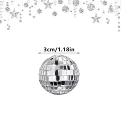 12 stycken disco-tårtdekorationer 3 cm, temafesttillbehör, små discokulor för tårtdekorationer, desserter, julfestdekorationer (silver)