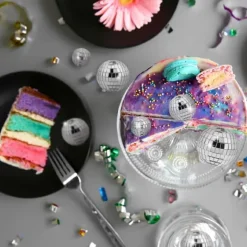 12 stycken disco-tårtdekorationer 3 cm, temafesttillbehör, små discokulor för tårtdekorationer, desserter, julfestdekorationer (silver)