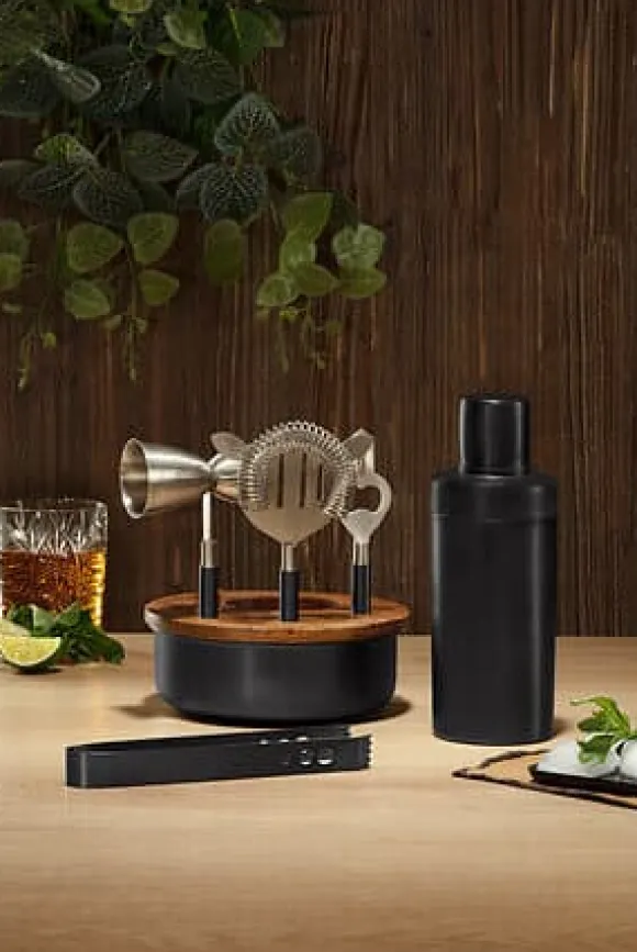 Svart/mango drinkset