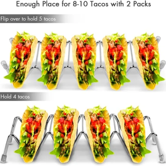 Tacohållare Set med 2, Premium Tacoställ i rostfritt stål för barn, hårda eller mjuka tacos
