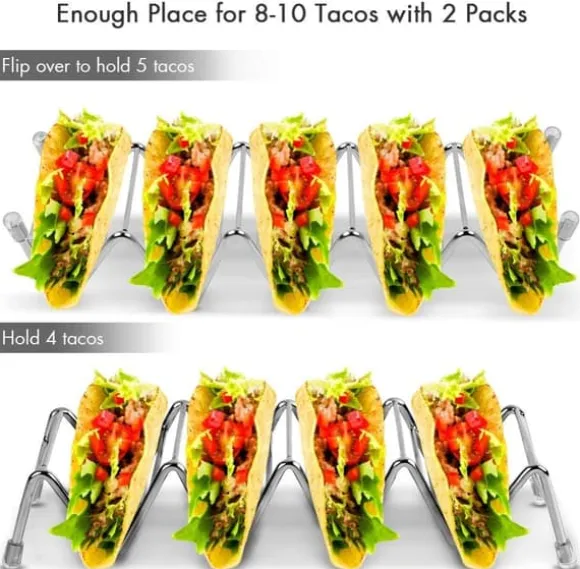 Tacoställ i rostfritt stål 4/5 tacos, tacoställ, tortillaställ för mjuka och hårda tacos i food truck-stil, lämplig för grill och ugn - Diskmaskinssä | CDON
