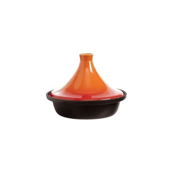 Tajine - D 25 x H 18 cm - Gjutjärn - Svart och orange
