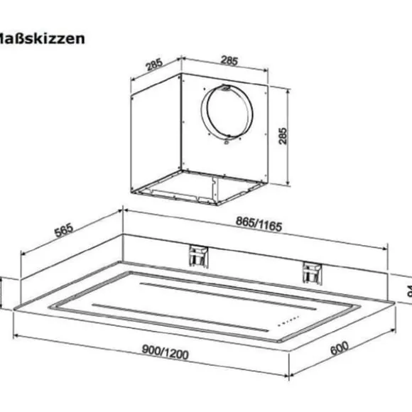 Takfläkt - GURARI - GCH C 343 120 BL PRIME - 120 cm - 1000 m³/h - Svart glas