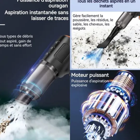 TD® handhållen bildammsugare sladdlös högsug 7,4V uppblåsbar blåstyp Kraftfull dammsugare