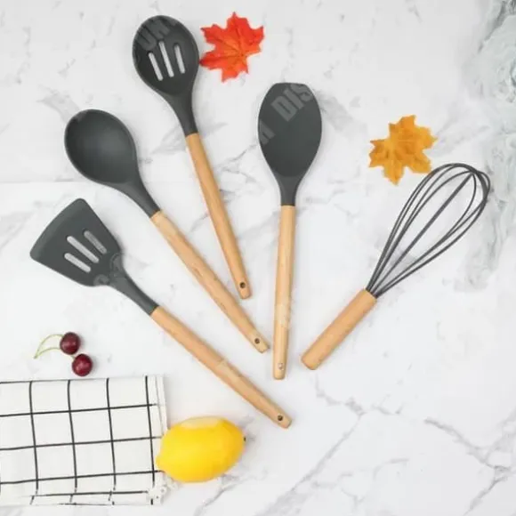 TD® Köksredskap Set, 11-13 delar Silikon Köksredskap Set Nonstick Köksredskap - Typ 11-st mörk g