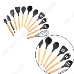 TD® 11 st Köksredskap Slitstark värmebeständig silikon trähandtag non-stick soppslev GRILL
