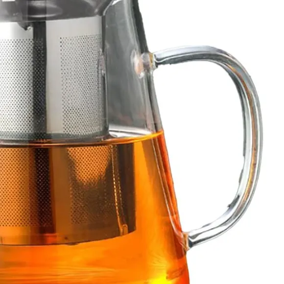 Tekanna av glas - 1300 ml kapacitet, värmebeständigt, ergonomiskt handtag - perfekt för lösblad och blommande te