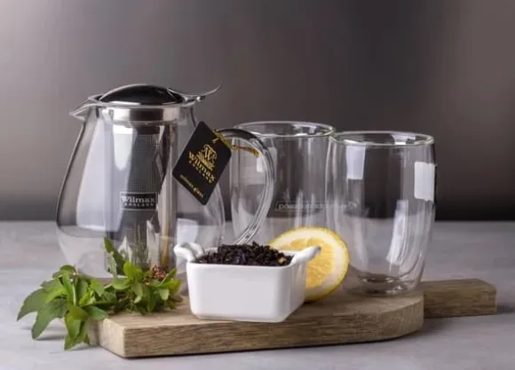 Tekanna Glas 1300 ml – Värmebeständig Tebryggare med Rostfritt Filter