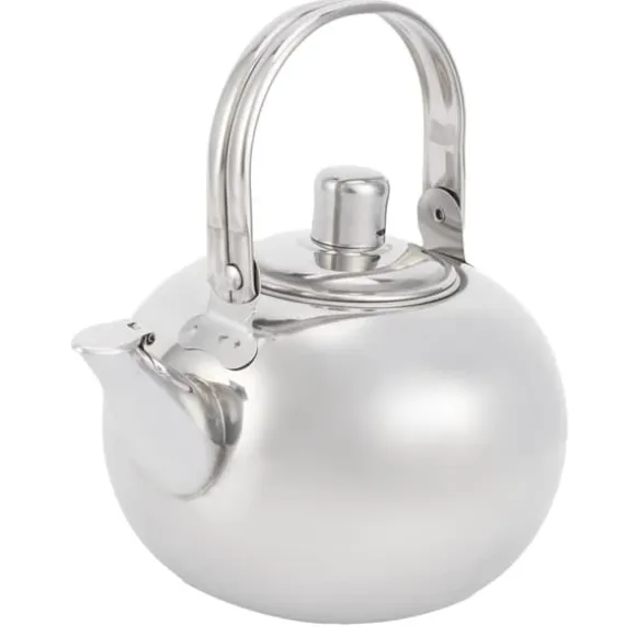 Tekanna i rostfritt stål i 304, platt botten, induktionskokare, vattenkokare, tekanna med filter, silver, 16 cm, 1,2 l