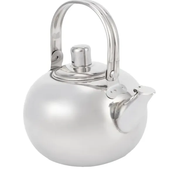 Tekanna i rostfritt stål i 304, platt botten, induktionskokare, vattenkokare, tekanna med filter, silver, 16 cm, 1,2 l