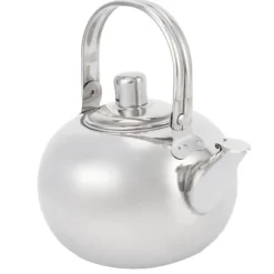 Tekanna i rostfritt stål med filter - 304 rostfritt stål, platt botten, kompatibel med induktionsspis, 14 cm diameter, 1L kapacitet (silver)