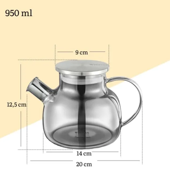 Tekanna 950 ml Wilmax termoglas grå färg