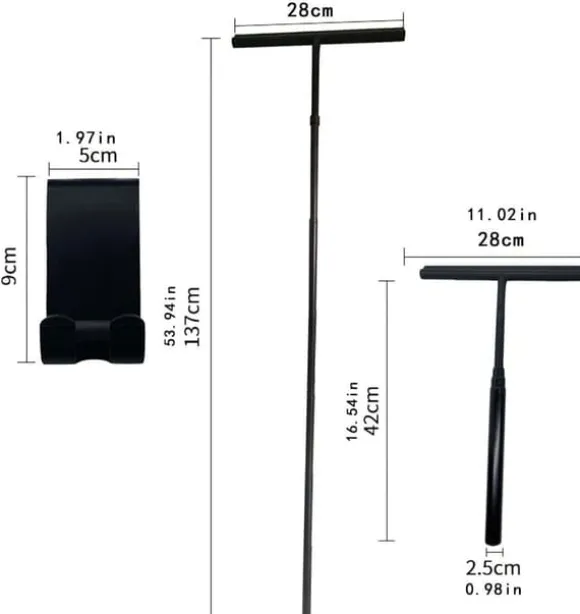 Teleskopisk gummiskrapa för glas, rent vatten, fönsterputsare för skjutdörr, 28 cm