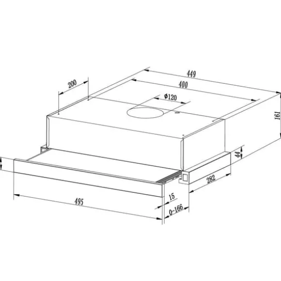 Teleskopisk köksfläkt 50cm Inox BT-233