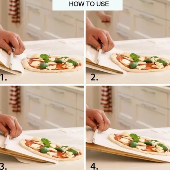 The Art of Pizza - Den perfekta pizzaspaden, glidande pizzaskal Non-stick pizzaöverföringsskyffel i trä, glidande pizzaskal (52,5*35 cm)