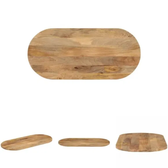 The Living Store Bordsskiva 90x40x3,8 cm oval massivt mangoträ - Bordsskivor