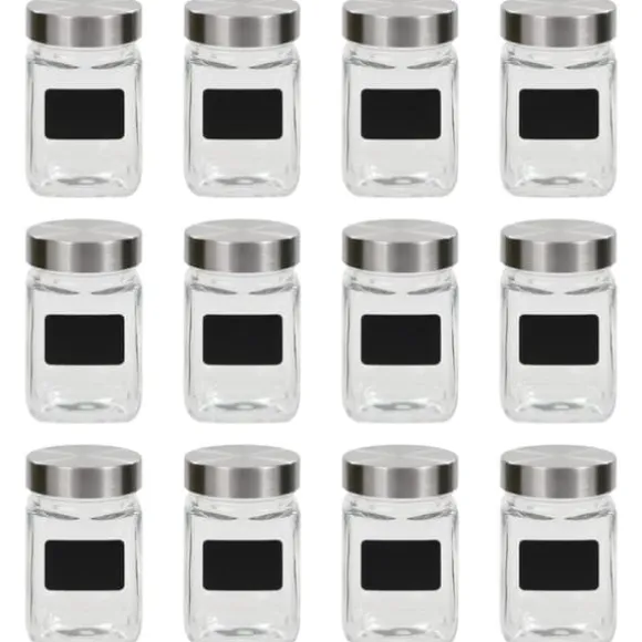 The Living Store Förvaringsburkar i glas med etiketter 12 st 300 ml - Kakburkar
